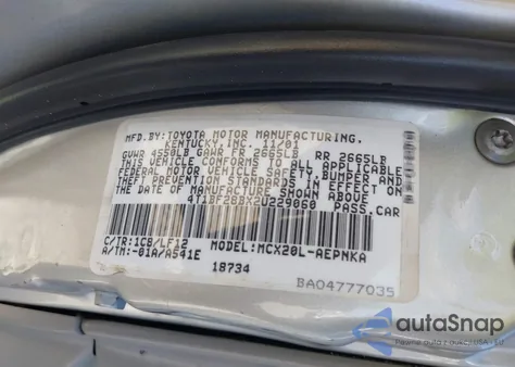 2002 Toyota Avalon Xl from USA, damaged, VIN 4T1BF28BX2U229060